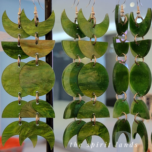 Sweetgrass Green Moon Cycle Earrings